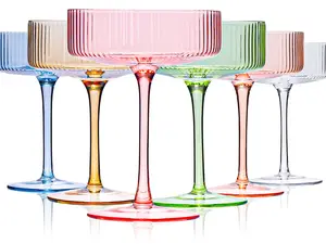 9 oz Colored Coupe Glasses Set of 6 Colorful martini Glasses