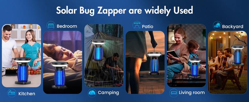 AUKFA Solar Bug Zapper Outdoor Indoor Waterproof,  solar powered Electric insect catcher with Panel Sensor,  Mosquito Zapper for Home, Patio, Camping