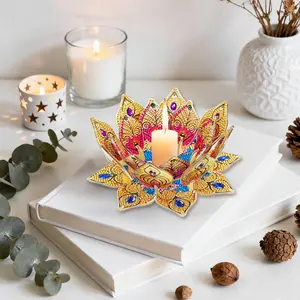 DIY Diamond Painting Candle Holder Kit – Lotus-Shaped Acrylic Aromatherapy Decor | Craft Gift for Women Men | Mother's Day Father's Day Wedding Festival Home Decoration