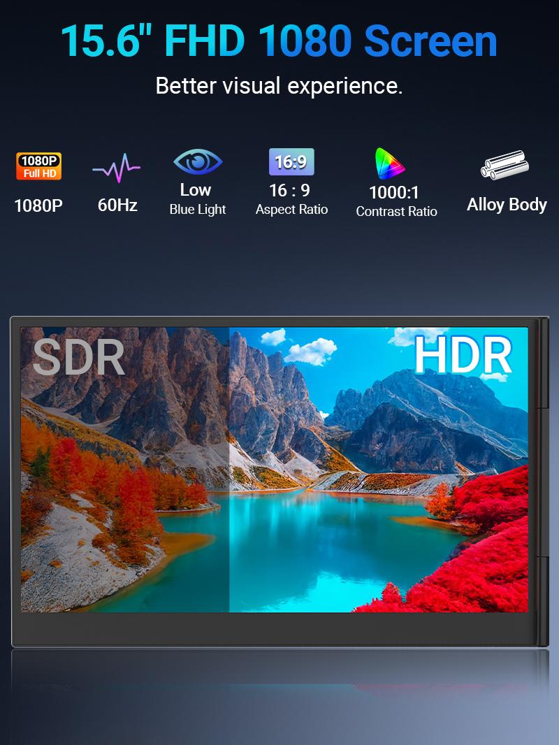 【TikTokShopSpringGlowUp】Cevaton 15.6" Laptop Screen Extender, 1080P FHD Dual Portable Monitor for Laptops, Ultra-Slim Travel Dual Monitor Fit for 13-17.3" Laptops, USB-C Plug&Play Extended Screen Compatible with Win/Mac/Android 【TikTokShopSpringGlowUp】Cevaton 15.6" Laptop Screen Extender, 1080P FHD Dual Portable Monitor for Laptops, Ultra-Slim Travel Dual Monitor Fit for 13-17.3" Laptops, USB-C Plug&Play Extended Screen Compatible with Win/Mac/Android