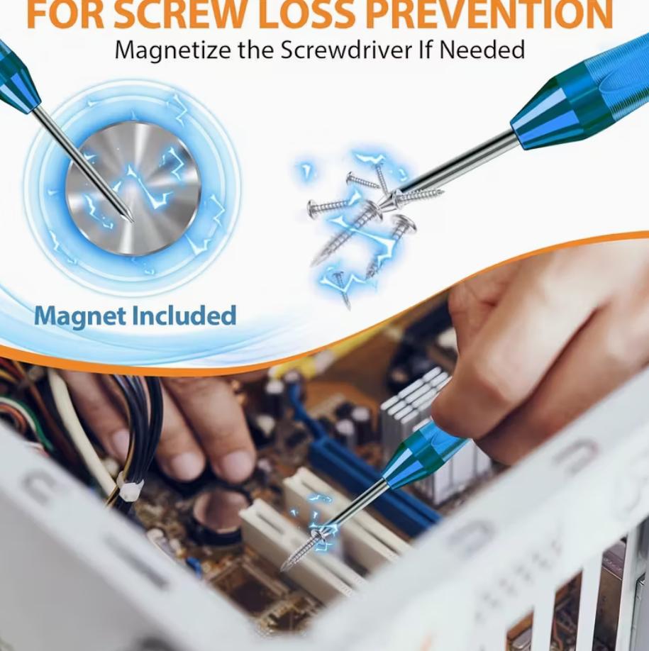 6PC Magnetic Mini Screwdriver Set Flathead & PhillipsPrecision Tools for Electronics, Watches, Eyeglasses &Computers |Cool Gadgets & Perfect Gifts for Men Christmas2024 Must-Have Repair Kit