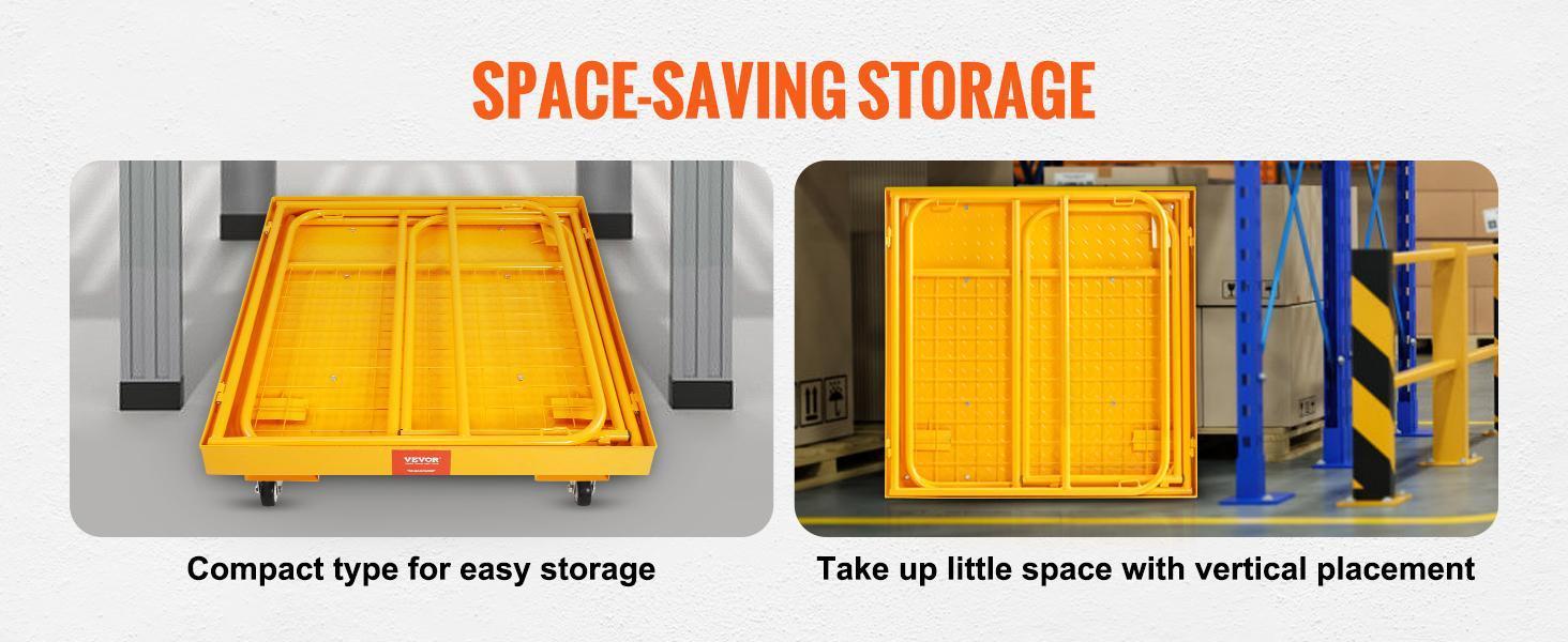 VEVOR Forklift Safety Cage, 1200 lbs Load Capacity, 36 x 36 inches Folding Forklift Work Platform with Lockable Swivel Wheels, Drain Hole & Device Chain, Holds 1 to 2 Adults, Perfect for Aerial Work