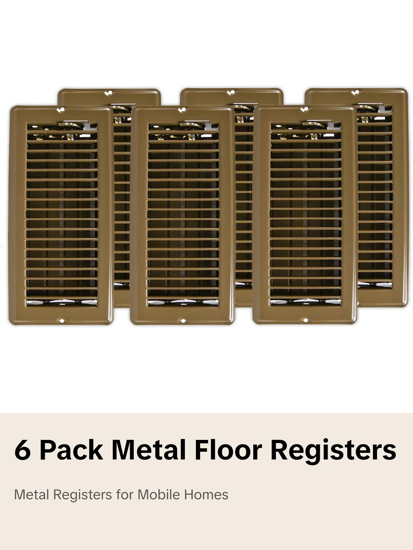 Continental Industries Mobile Home Brown Floor Registers 4 X 8 (6 Pack)