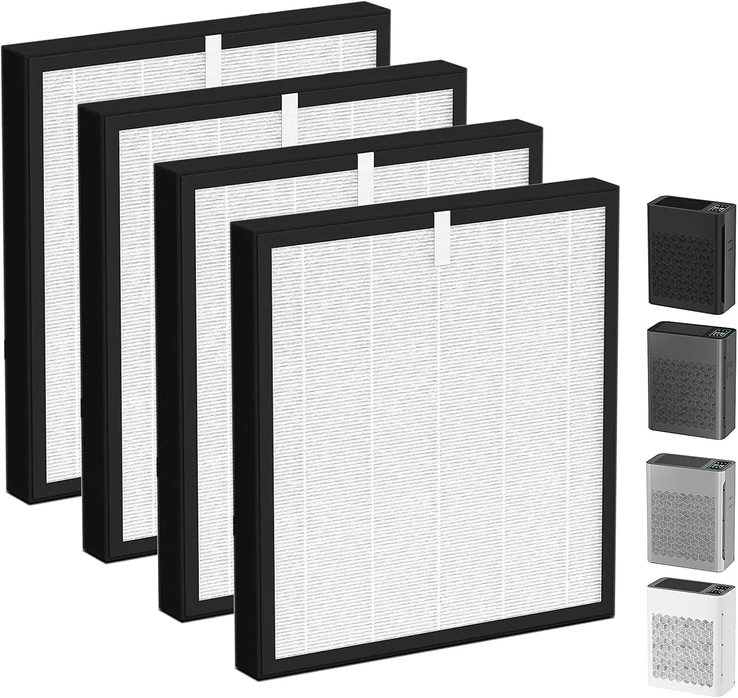 TZ-K2 Replacement Filter Compatible with ToLife Air Puri-fier Filter TZ-K2-A, 3-in-1 H13 HEPA with Activated Carbon and Pre-filter, 4 Pack
