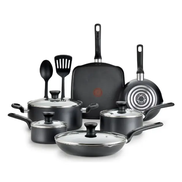 T-fal Easy Care Nonstick Cookware, 12 piece Set, Grey, B087SC64