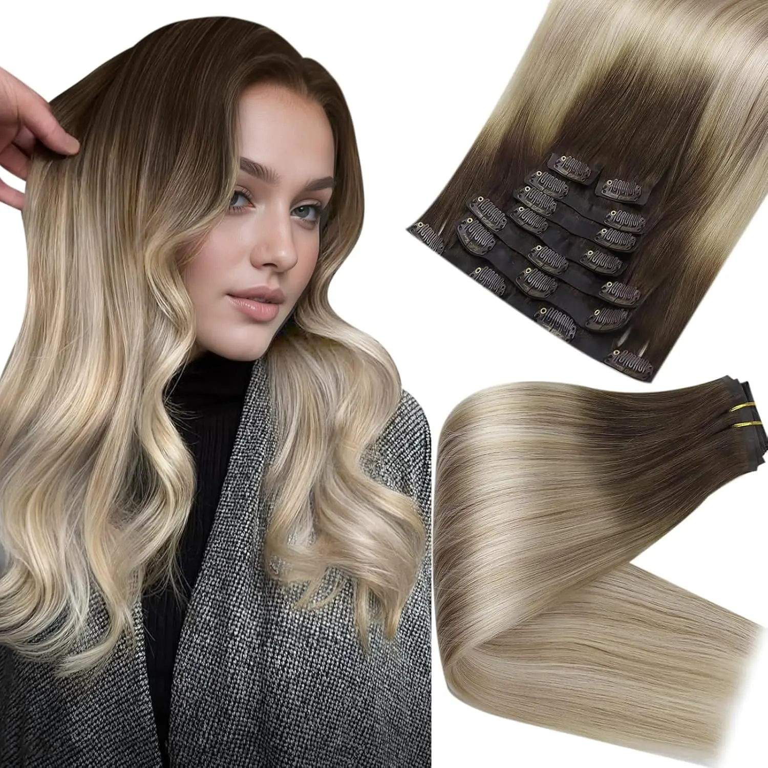 #2/18/60 Dark Brown Roots Ash Blonde with Platinum