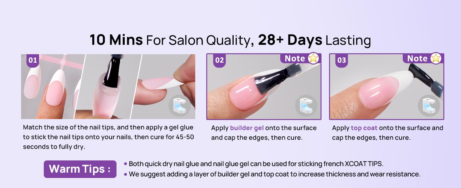 BTArtboxnails XCOATTIPS Press on Nails - 150pcs Christmas Red Short Square or Almond French Tips,Christmas Red Soft Gel False Nail, Soak Off Acrylic Fake Nails Extensions