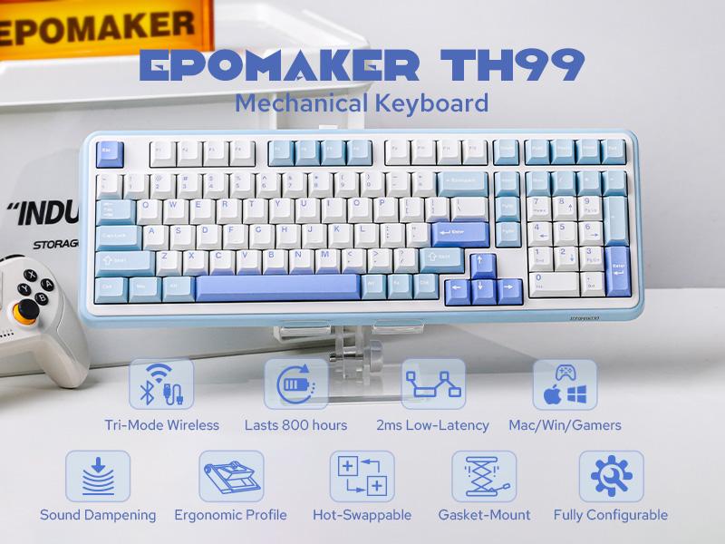 EPOMAKER TH99 96% Gasket-Mounted Wireless Mechanical Keyboard with Numpad 5 Layers of Sound-Dampening Materials Hot-Swappable  Tri-Mode USB-C/BT 5.0/2.4GHz Compatibility creamykeyboards desk accessories keyboards for gaming creamy keyboard