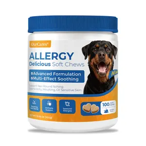 OURCARES Dog Allergy & Immune Bites, Formula Upgrade 100 Soft Chews Treats for Dogs' Gut & Immune Health-Vet-Reviewed Premium Ingredients