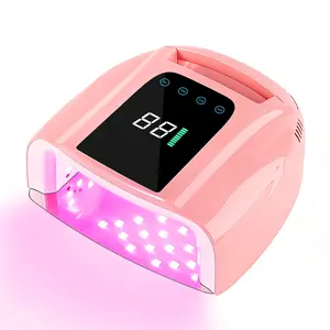 UV Nail Lamp, 96W Professional Cordless Nail Lamp for Gel Polish, UV Light for Gel Nails Rechargeable Nail Dryer with Metal Base & Smart Sensor (Pink)