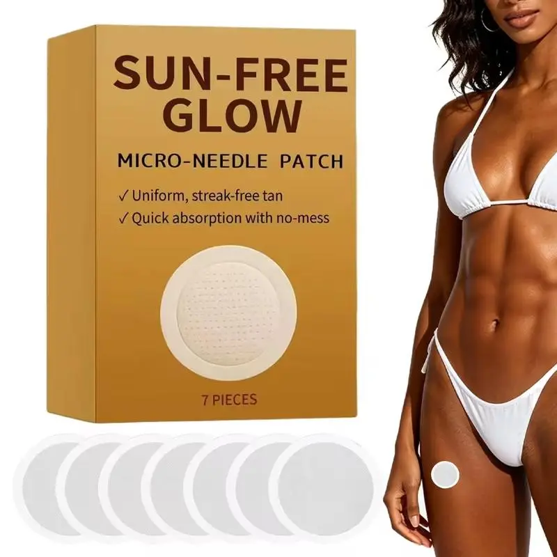 UV-Free Micro-Needle Skin Tanning Patches, 7-Count, for Even Natural Glow, Body Tanning, Suitable for All Skin Types (How to Apply Guide Included)