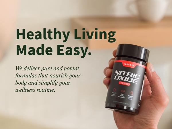 Snap Supplements - Nitric Oxide Booster - Support Healthy Blood Circulation -  Nitric Oxide Supplement for Men and Women - 3rd party tested - 60 count