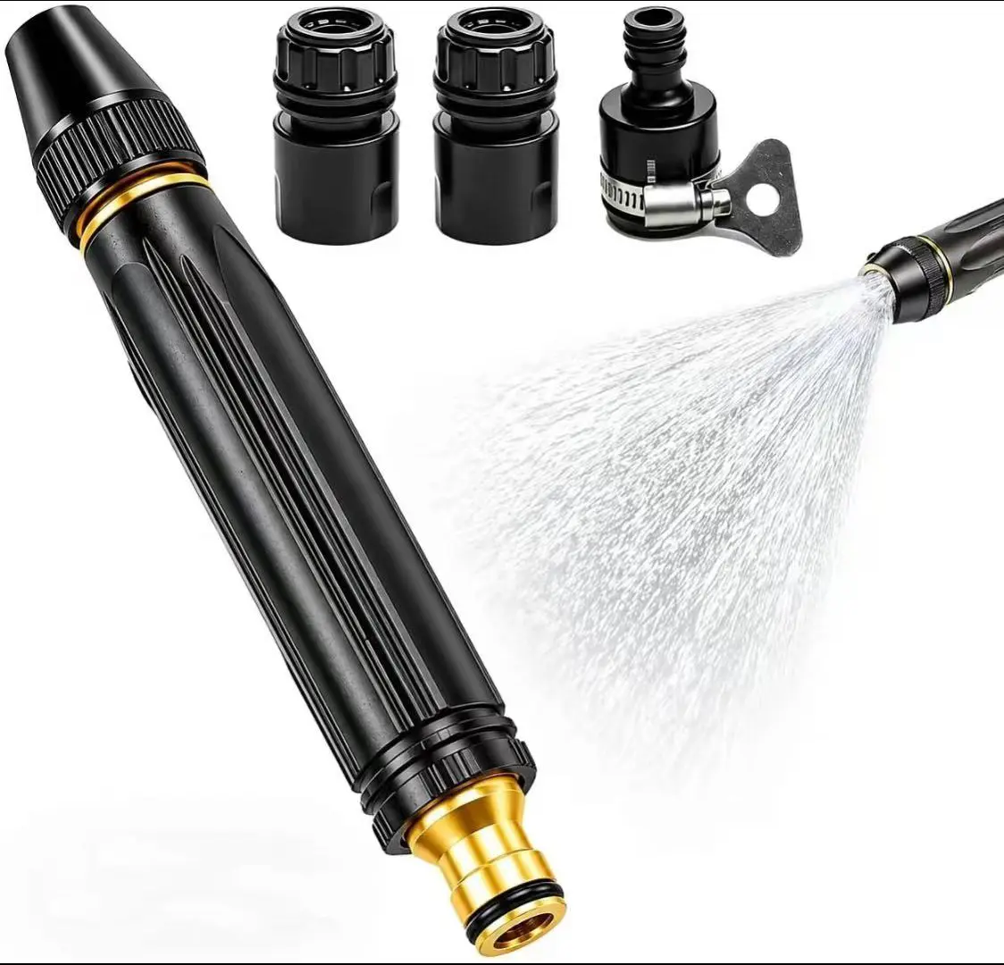 Heavy-Duty Metal Car Wash Sprayer Nozzle - Durable Body, Adjustable Jet-Mist Switch, Ergonomic Grip, Leakproof Hookup, Garden Hose Attachment, Fits Most Standard Hoses for Driveways, Garden Mist Watering (Heavy-Duty Metal Resists Daily Wear)