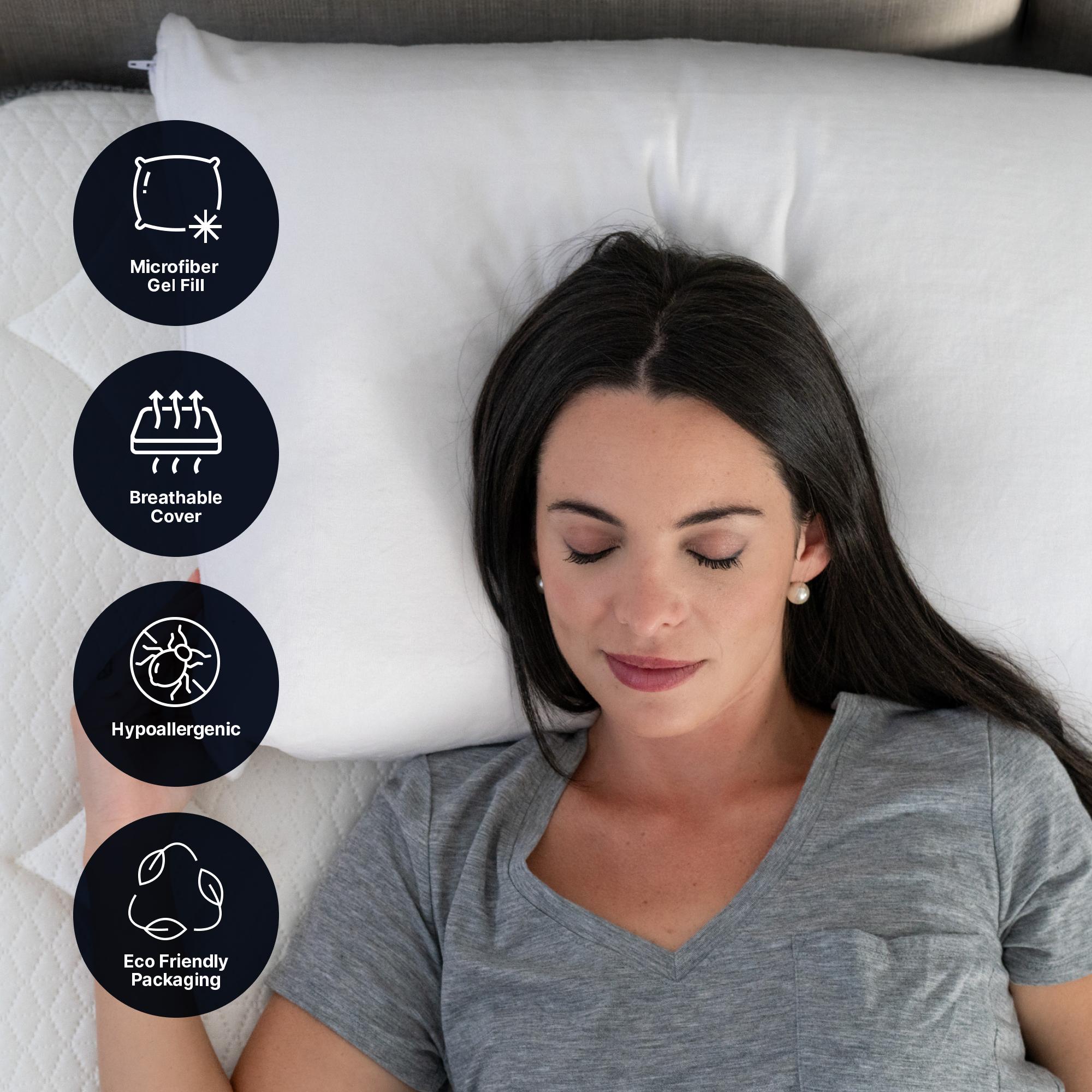 GhostBed Faux Down Pillow - Down Alternative with Cool Microfiber Gel Soft Comfortable