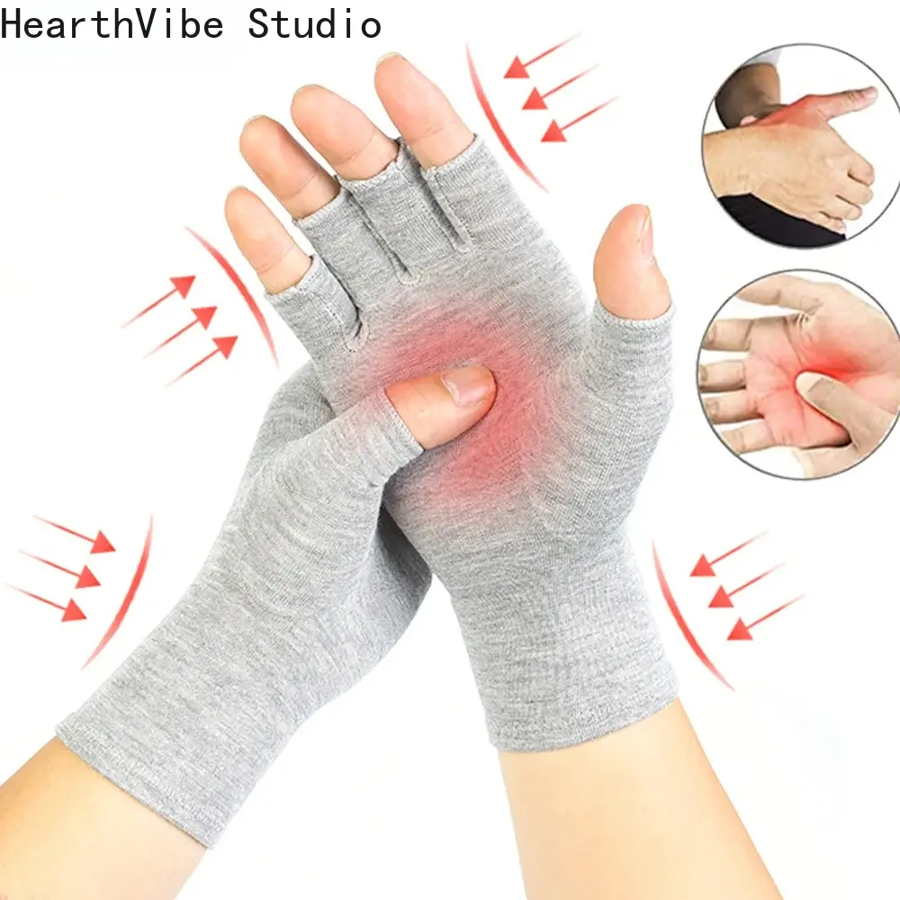 Unisex Fingerless Compression Gloves - Bamboo Fiber, Breathable, Touchscreen Compatible for Arthritis Relief & Gym Workouts, S