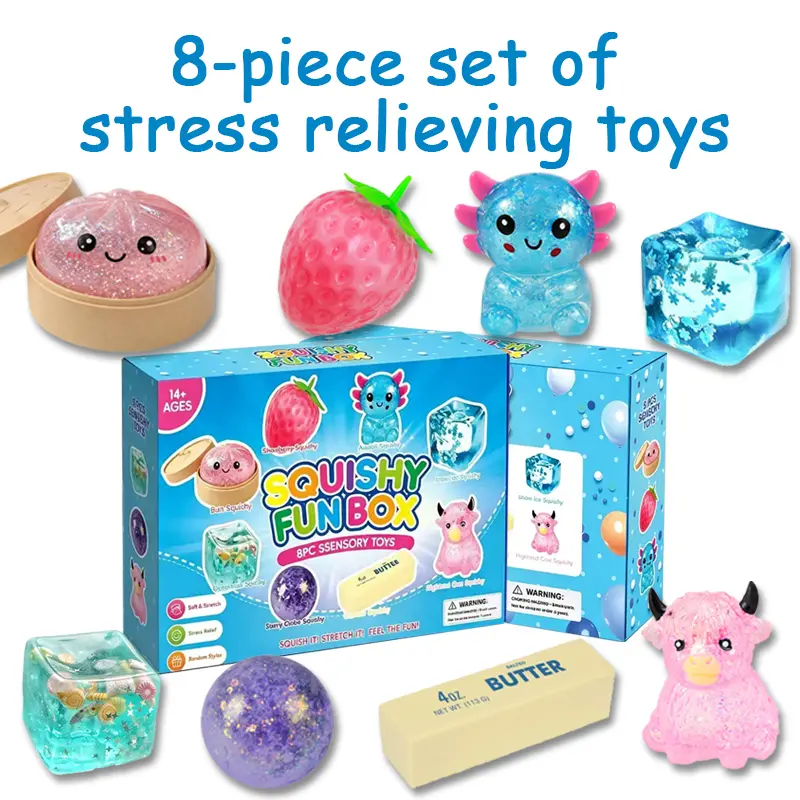 8-Piece Malt Sugar Squishy Box - Slow-Rising Squishies, Dumpling Squishy, Sensory Products, Kids Stuff, Stress Relief Fidget Toys for Party Favors & Gifts (Cake Decorations, Festive Supplies), Dumpling Squishies