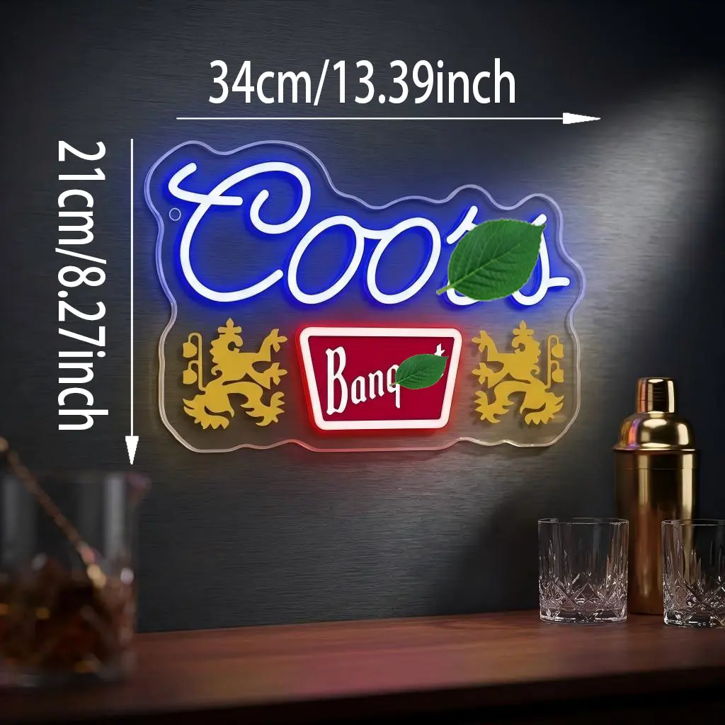 Coors banquet Neon Signs for Wall Decor Neon Lights for Bedroom Led Signs Suitable for Man Cave Bar Pub Restaurant Christmas Birthday Party Gift Led Art Wall Decorative Crs Light Bar Sign, 5V Usb Power summerwins