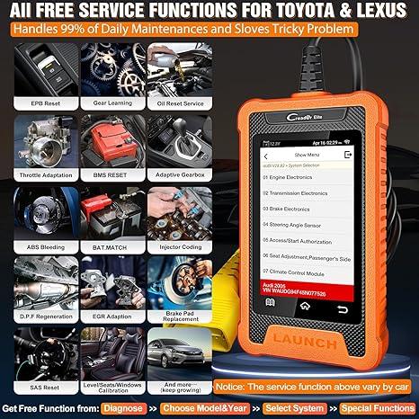 LAUNCH Creader Elite  for Toyota Lexus OBD2 Scanner, Full System Bi-Directional Diagnostic Scan Tool, All Reset Service Code Reader, Battery Registration,ECU Coding, AUTO VIN,Lifetime Fr-ee Update