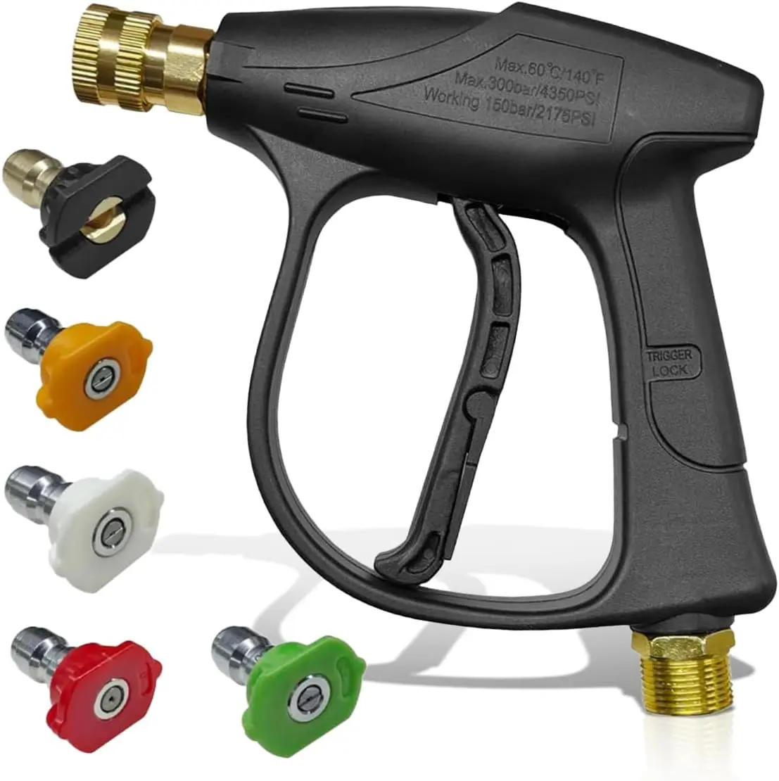 【DealsForYouDays】High-Pressure Car Washer Gun, Power Washer Short Gun with 1/4" Outlet Quick Connect & 5 Nozzles, M22-14 Thread Auto Cleaning Sprayer Gun Tool for Car Washing (Washer Gun/Nozzle) - Fathers Day Gift!