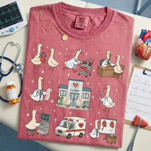 Comfort Colors Silly Goose Cardiology Shirt, Funny Heart Doctor Graphic Tee, Cardiac ICU EKG Nurse T-shirt, Cardiologist Gift