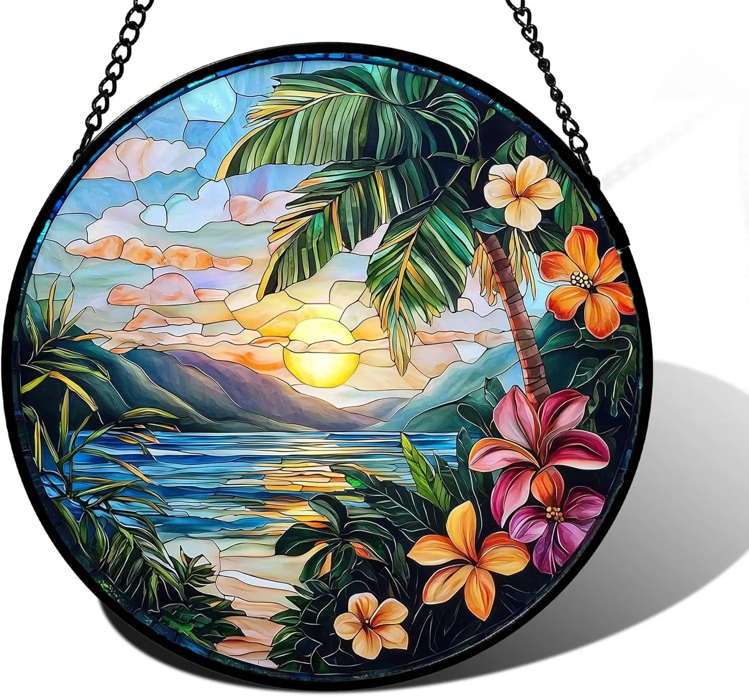 [Made in US] Stained Glass Window Hanging, Colorful Landscape Suncatcher for Doors Home Sun Catchers Decoration and Christmas, Mother's Day Birthday Gifts for Women, Men, and Mom