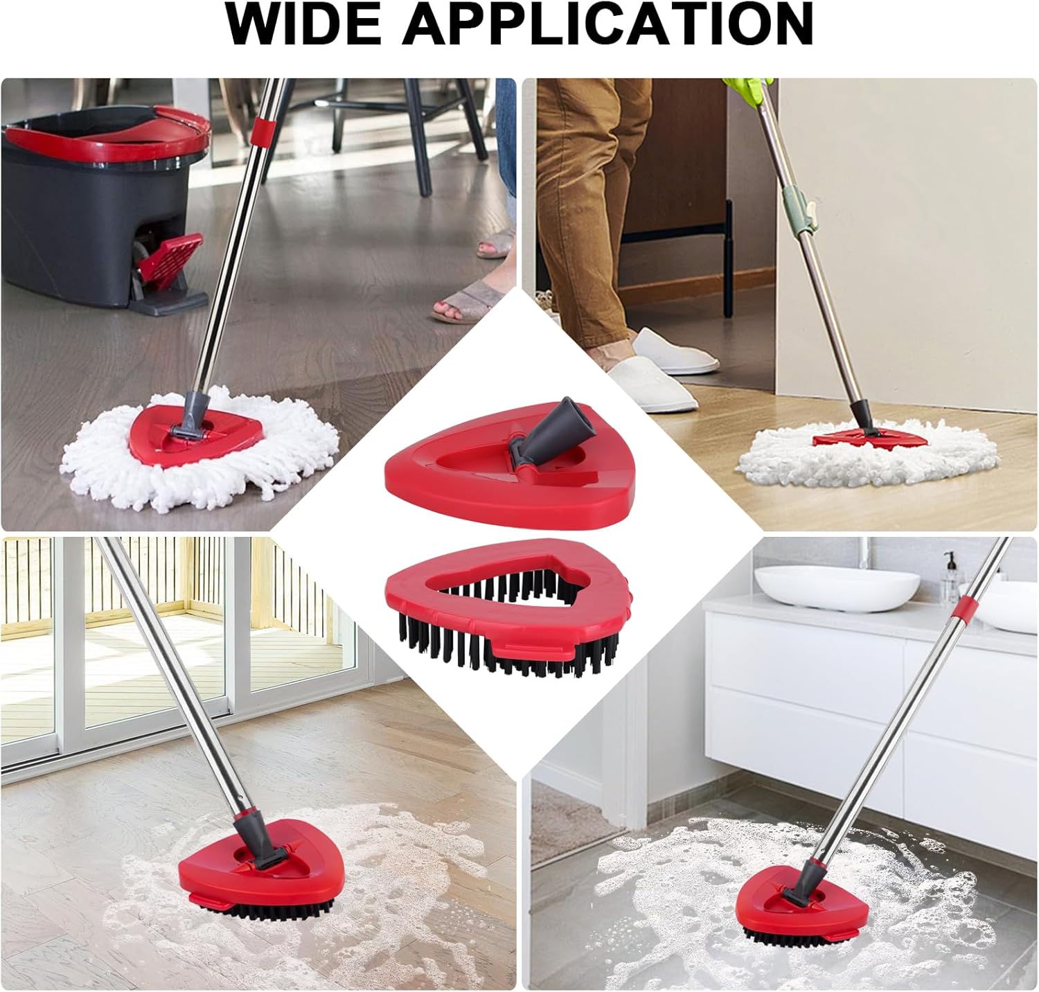 Spin Mop Head Replacement & Shower Floor Scrubber  Set (No Bucket), Compatible with O Cedar EasyWring 1-Tank System,Microfibre  Mop Refill Heads for Cleaning All Hard-surfaced Floor, Easy to Replace Easy to Clean