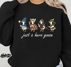 Just a Hero Goose Shirt – Cute Fantasy Goose Graphic, Unisex Casual Gamer Style