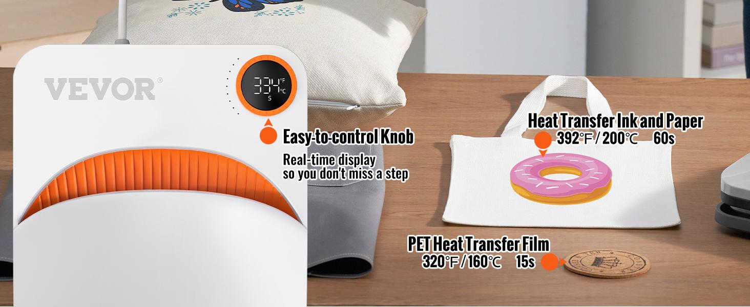 VEVOR Heat Press Machine, TikTokShopBlackFriday, 10x12inches Portable Shirt Printing Multifunctional Sublimation Transfer Heat Press Machine Teflon Coated, Easy Iron-on Press for T-shirts/Bags/HTV/Pillows Vinyl Projects