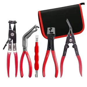 5PCS Professional Hose Clamp Pliers Set for Automotive Repair , Flexible Cable Fuel Line Removal Tool Kit ,Radiator, AC & Coolant Hose Clamp Removal Tool