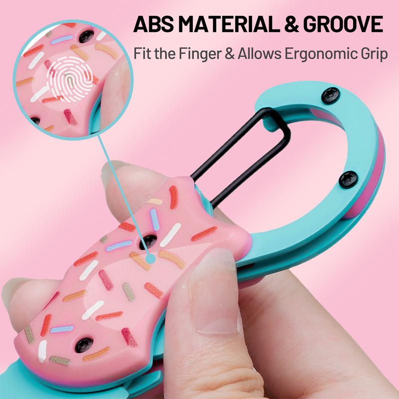 Pink Pocket Knife for Women Men,Cool Folding Knife Box Cutter，Mini EDC Toy Knives for Everyday Carry,Folding Utility Knife with Unique Donut Design,Ideal Gifts for Men and Women Small Box Cutter