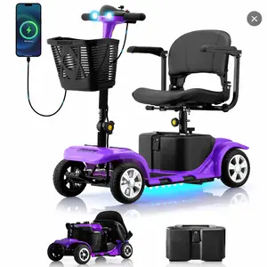 Portable Mobility Scooter for Adults Seniors 4 Wheel Electric with Removable Battery 3 Piece Quick Disassembly LED Headlight Basket 300lbs Capacity