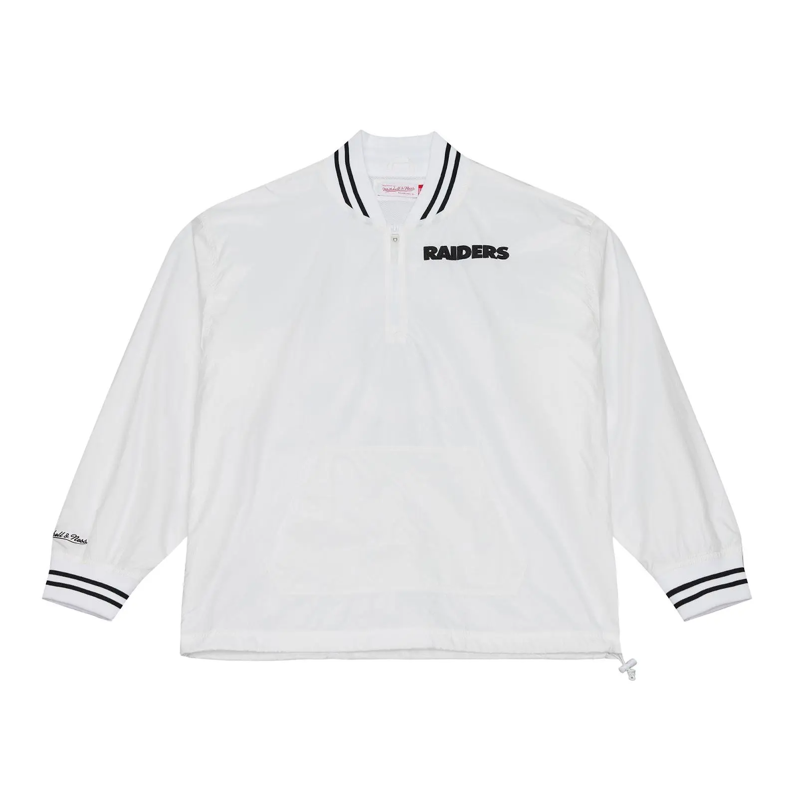 Las Vegas Raiders White Monochrome Quarter-Zip Pullover NFL Throwback Outerwear Vintage Fan Gear Mitchell & Ness