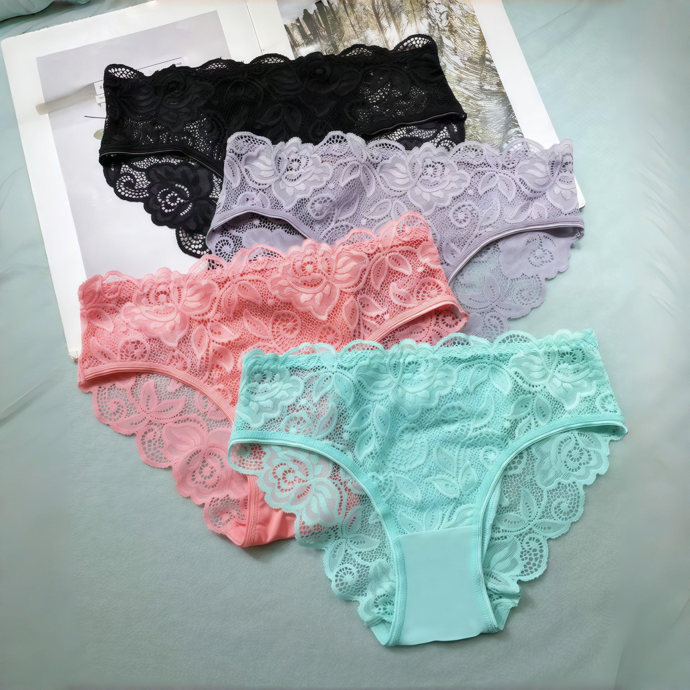 HH   18-piece women's plus-size panties: comfy & simple, soft/skin-friendly, sweat-absorbent & breathable. Wide elastic waist (no tightness/rolling) fits curves; rose-print semi-transparent,  for home/daily commute.Valentine's Day gift Womenswear Style
