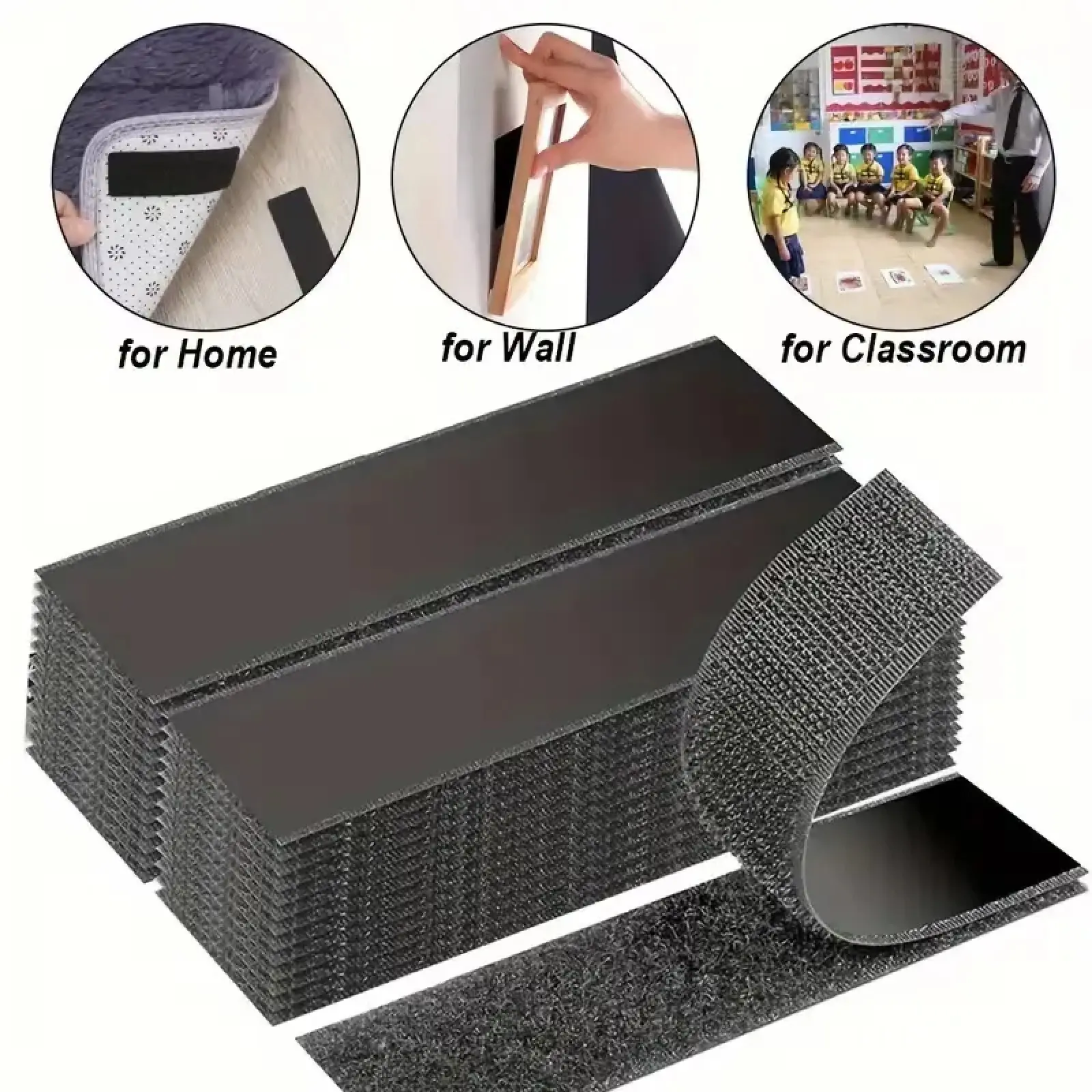 Heavy Duty Water-Resistant Reusable Self-Adhesive Double-Sided Hook-and-Loop Strips - Mounting Tape for Home Decor, Wall Hanging Picture Frames, Cable Organization (DIY Home Use, Office)