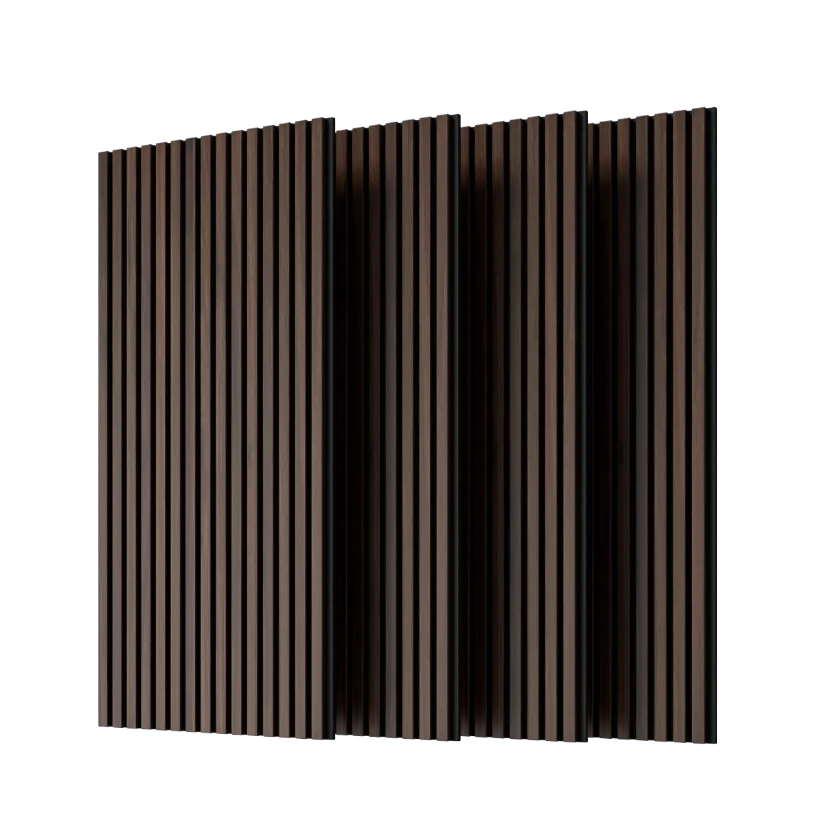 Wood Panels for Wall Slat Wall Panels, 4PC Wood Slat Acoustic Panels for Wall and Ceiling - 3D Fluted Sound Absorbing Panel with Three Sides Fully Wrapped on  Wood Finish -45.27''X23.62''(Dark walnut)