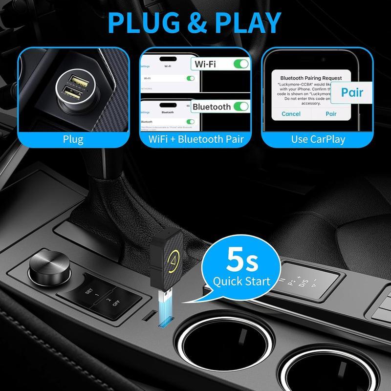 2026 Wireless Adapter for iPhone/Android Fast Connect No Delay Hands-Free Calling Electronic Charger CarPlay Adapter