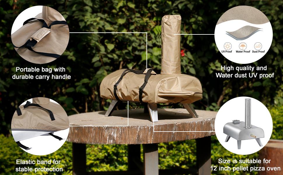 BIG HORN OUTDOORS Rain Cover for 12/16 inch Pellet Pizza Oven, Heavy Duty Waterproof and Weather Resistant Oxford Fabric Covers