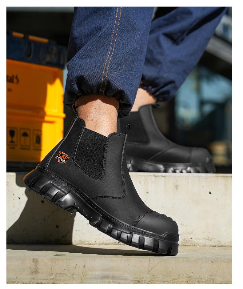 Lightweight steel toe brown anti slip work shoes - splash proof, smash proof, puncture proof, breathable safety shoes SpringStatements