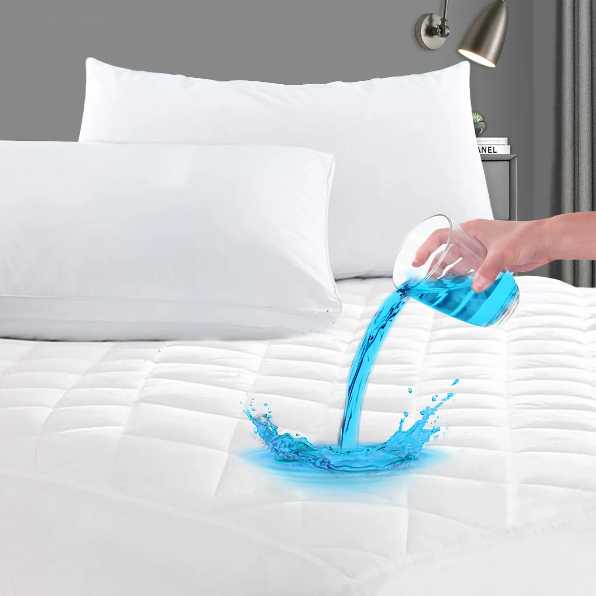 GRT Waterproof Fluffy Mattress Protector - Quilted Surface, 4-Corner Cooling Design, Soft Dirt-Proof Fabric, Deep Pockets, Fits 6-18 Inches for Bedrooms, Dorms, Fluffy Texture