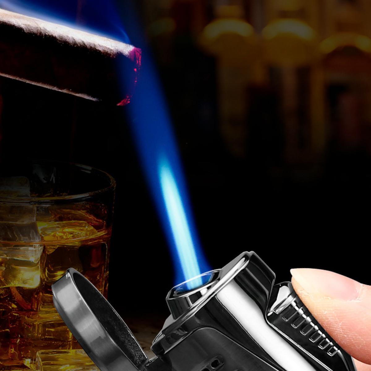 Refillable Windproof Gas Torch Lighter with Fuel Gauge & Multi Tool, Perfect for Candles, Camping, Grilling, BBQ & Gifting (Without Fuel)