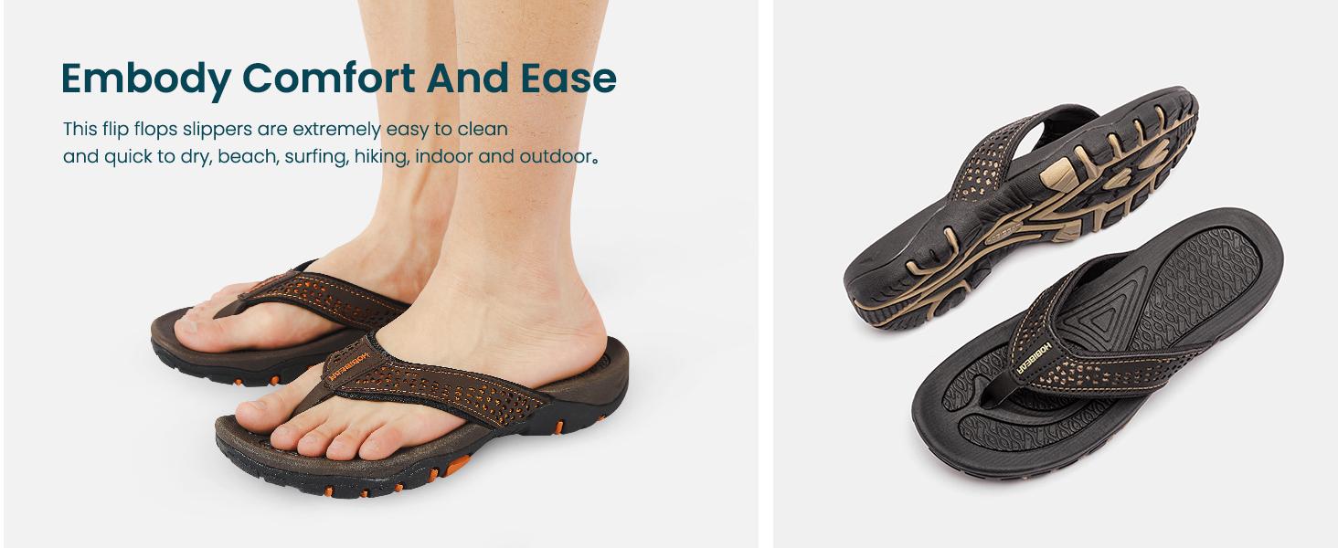 Hobibear Mens Casual Thong Sandals  Indoor and Outdoor Beach  Comfort Flip Flop Black Thick Bottom Slippers Walking Shoes Footwear Boy SpringStatements