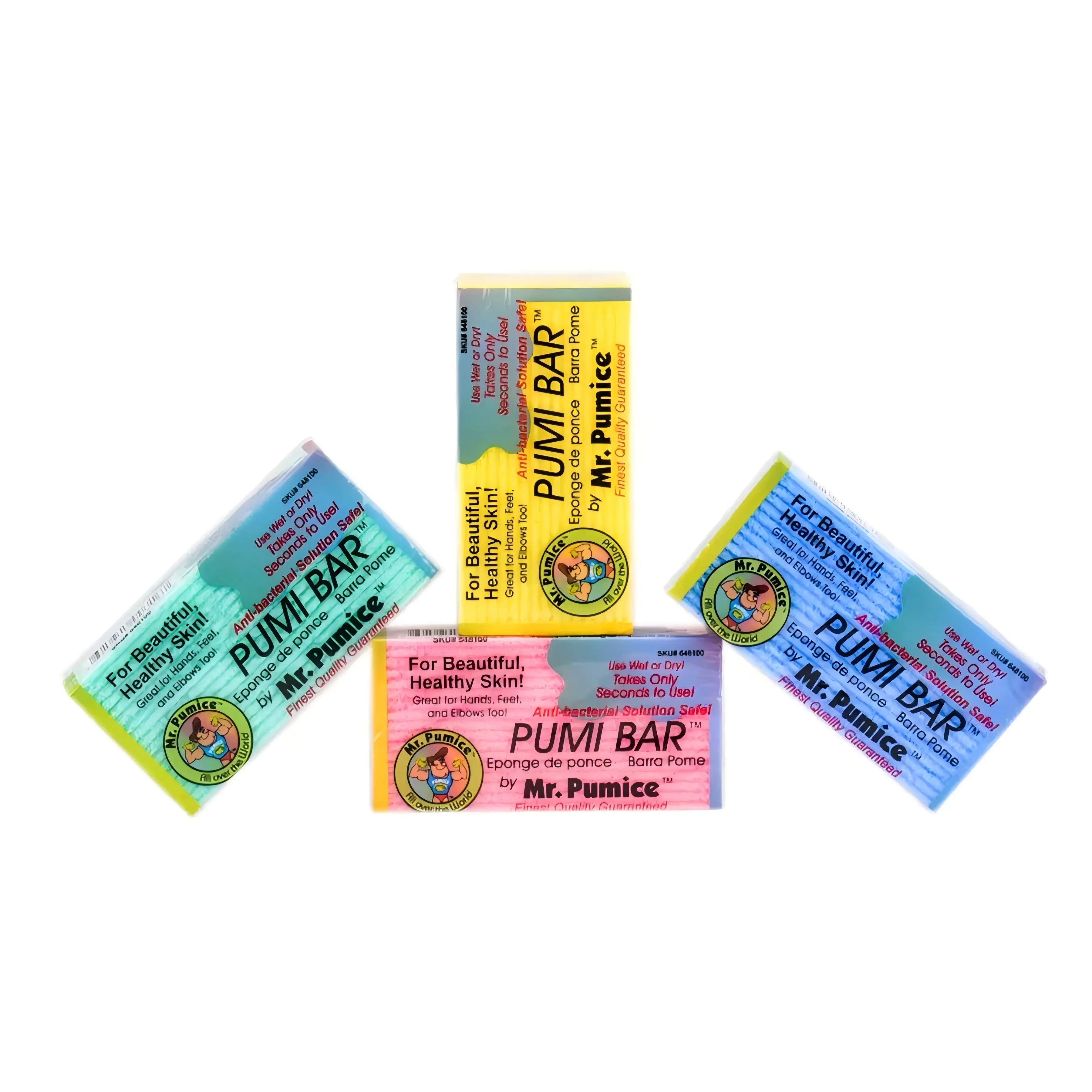 Mr. Pumice Callus Remover PUMI Bar: Pedicure Stone & Foot/Heel Scrubber - Medium Grit (Assorted Colors) Pedicure Care Tool Manicure, Callus Remover For Feet, Polyurethane, Foot Care Nail Nail Care, Bar Form