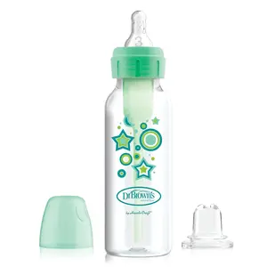Anti-Colic Options+ Narrow Sippy Bottle Starter Kit, 8oz/250mL, with Level 3 Medium-Fast Flow Nipple and Soft 100% Silicone Sippy Spout, Green, BPA Free, 6m+