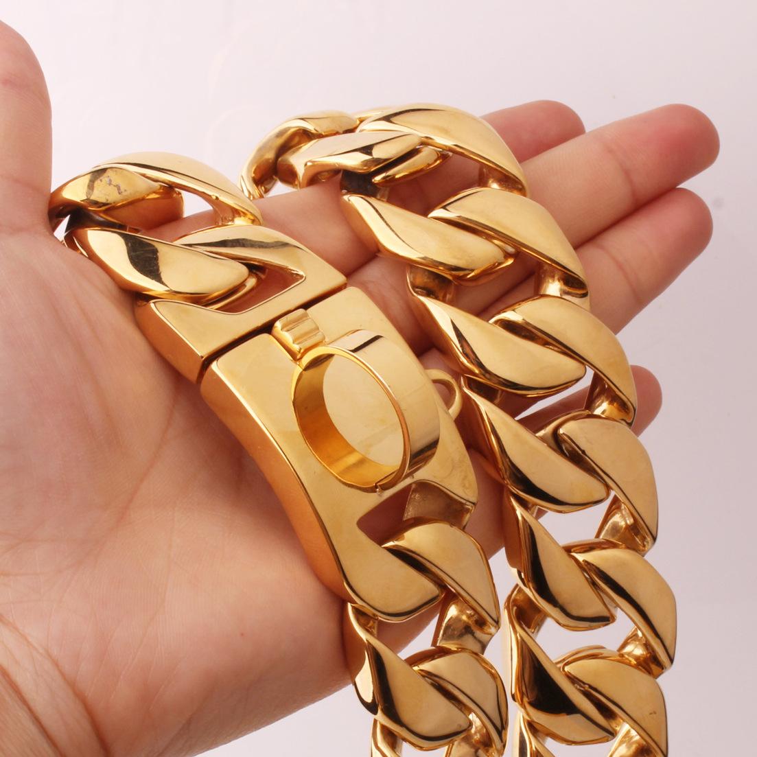 32mm Stainless Steel Dog Collar Dog Necklace Gold Dog Chain Fierce Dog Castro Bully Doberman Bulldog Dog Chain