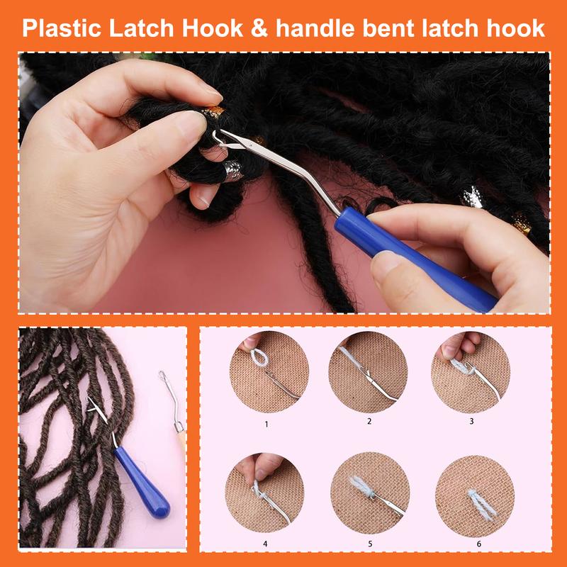 48Pcs Dreadlock Crochet Hook Tool Set-Latch Hook with Storage Bag,Crochet Needle for Hair Braiding,Locking Hair Extensions Tool for Sisterlocks