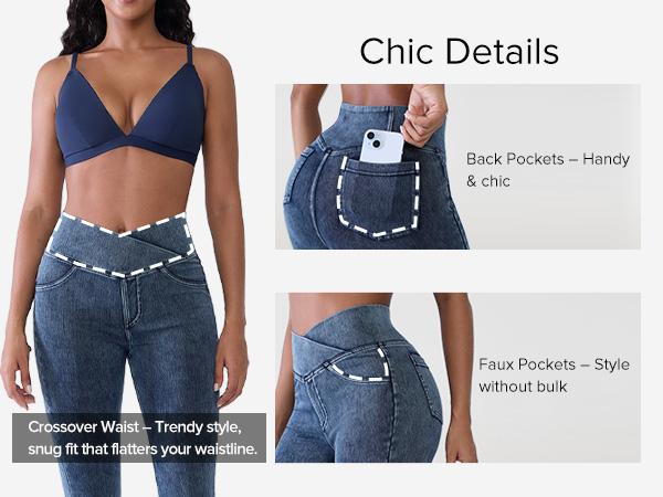BRXL High Waisted Bootcut Flare Denim Jeans for Women - Crossover Waist & Illusion Pocket Design with Functional Back Pockets & Comfort Stretch Fabric#TikTokMadeMeBuyIt#Streetwear #outdoorfun-1
