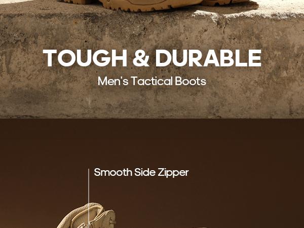 NORTIV 8 Men's Tactical Research Boots - Breathable & Abrasion-Resistant Leather - Non-Slip Working Shoes - Round Toe - Laces & Zipper Closure - Winter Outdoor & Indoor Activities - Sand Worker Footwear SpringStatements