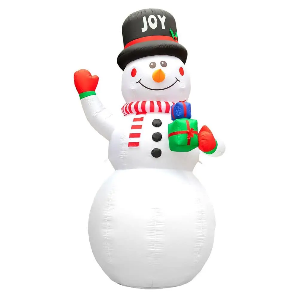 Ubesgoo 12FT Tall Lighted Waterproof Christmas Inflatable Snowman, Giant Blow Up Yard Decor with Built-in LED Lights, Hand-Held Gift Boxes for Magical Holiday Photo Backdrop, Front Yard Lawn Garden Decor, Water Proof