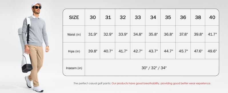 G Gradual Mens Golf Pants Stretch Straight Casual Work Pants for Men with 4 Pockets 30"/32"/34" Lightweight Quick Dry Plain Trousers for Men Business Travel Outdoor Menswear