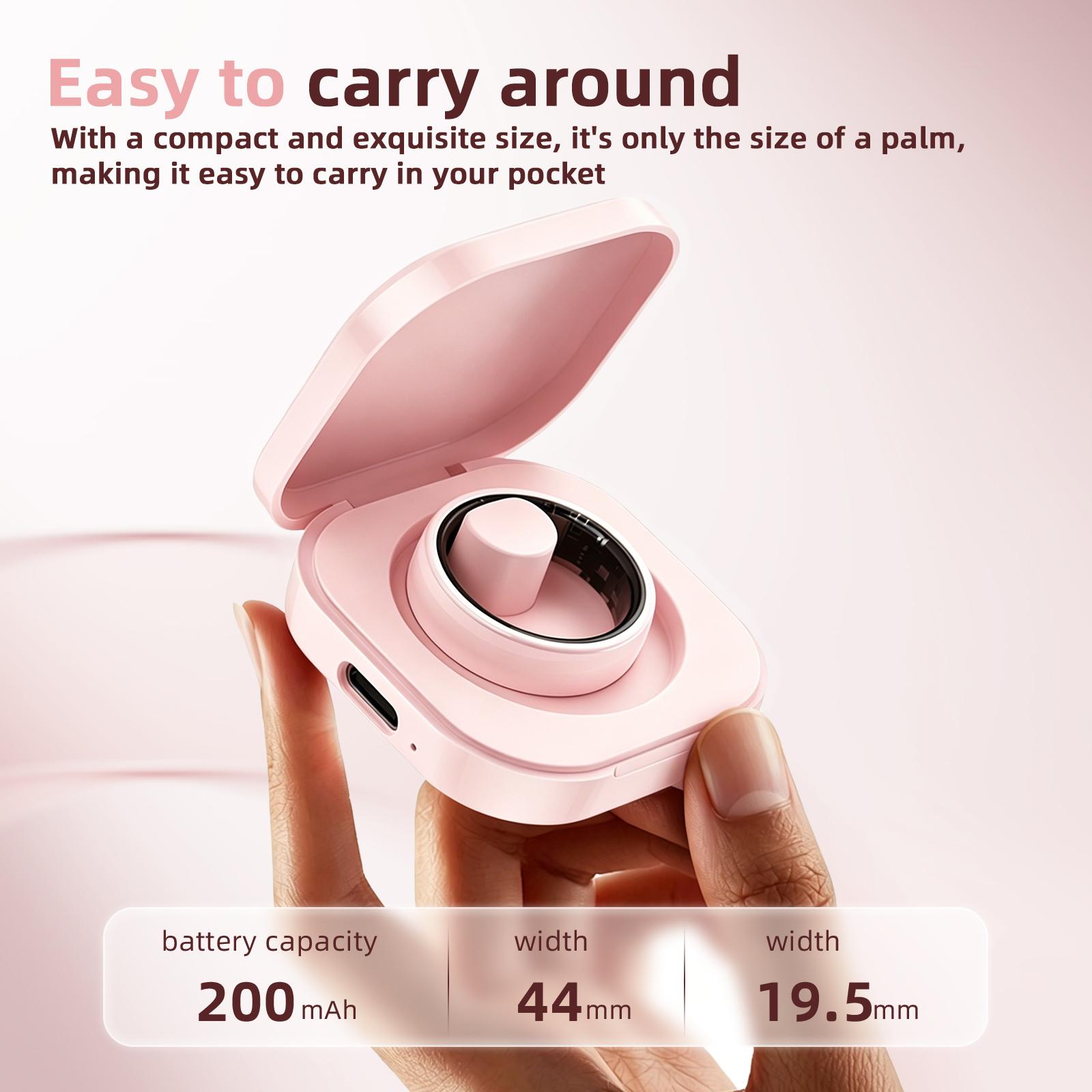White Ceramic Smart Fitness Ring-Bluetooth Health Tracker with Step Heart Rate & Sleep Tracking Lightweight Design for Men & Women Wearable Pink Sync